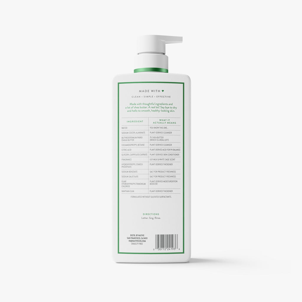 Moisturizing Body Wash - Lily Milk & White Sage / Classic / 22oz - Clean Care Essential