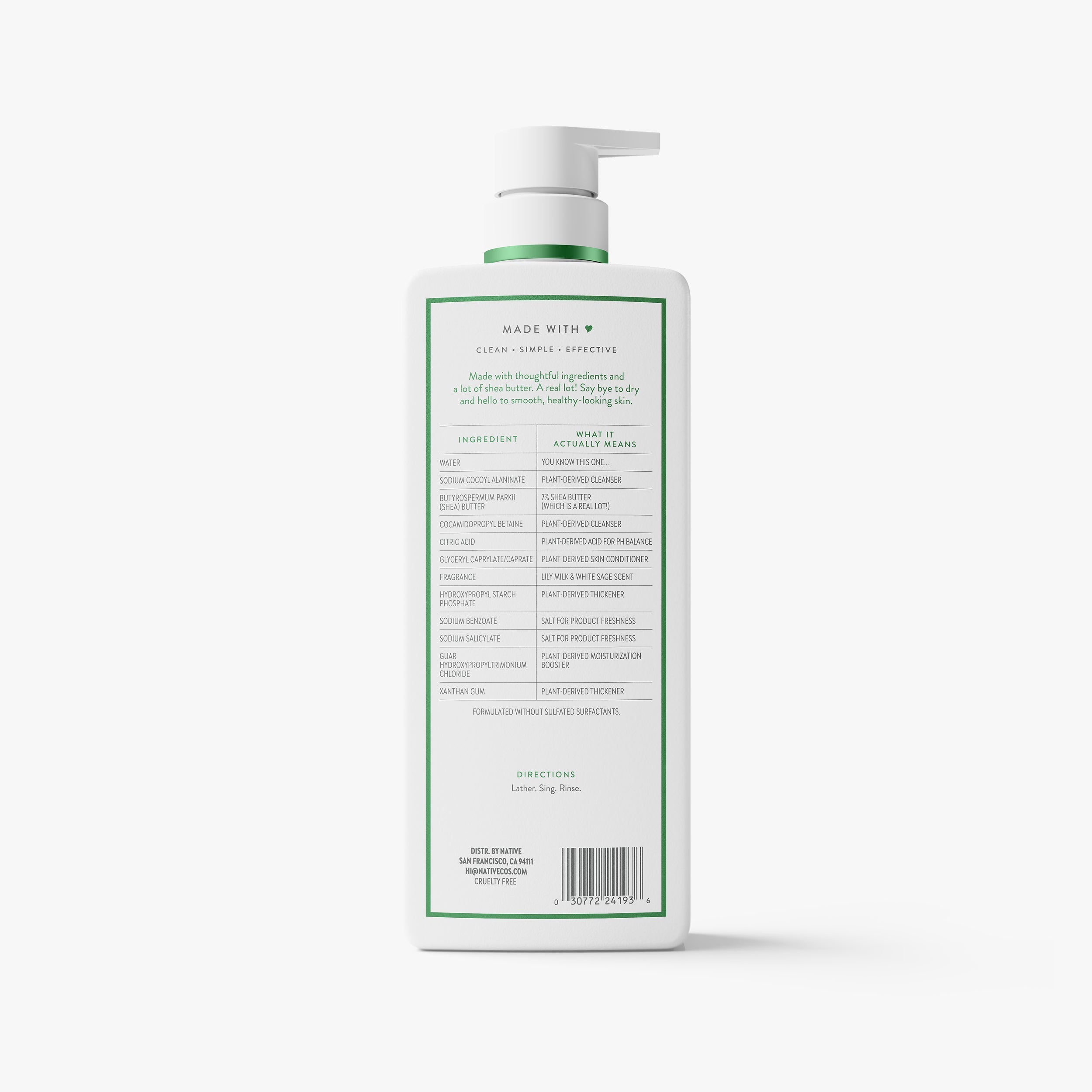 Moisturizing Body Wash - Lily Milk & White Sage / Classic / 22oz - Clean Care Essential