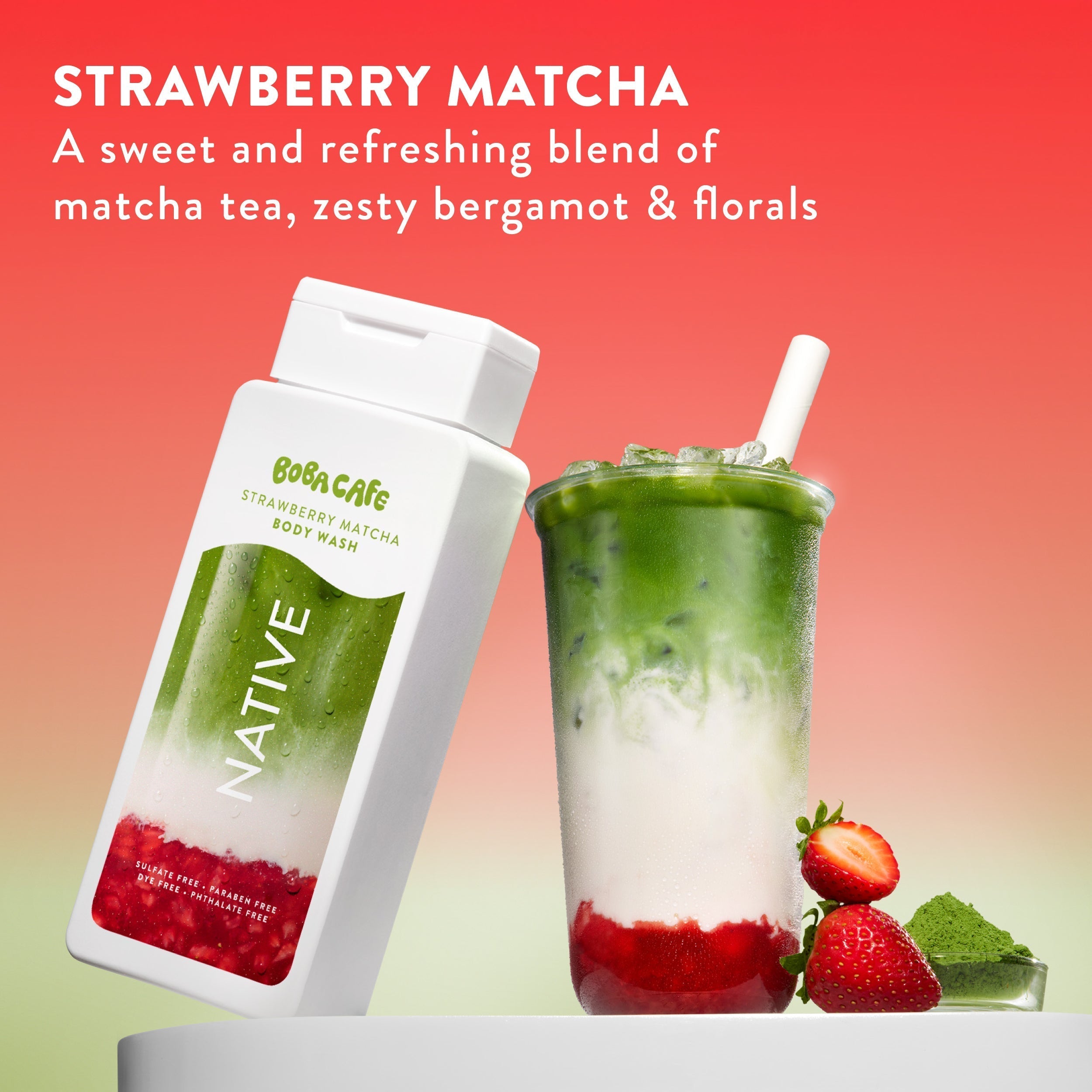 Body Wash - Strawberry Matcha / Limited Edition / 18oz - Clean Care Essential