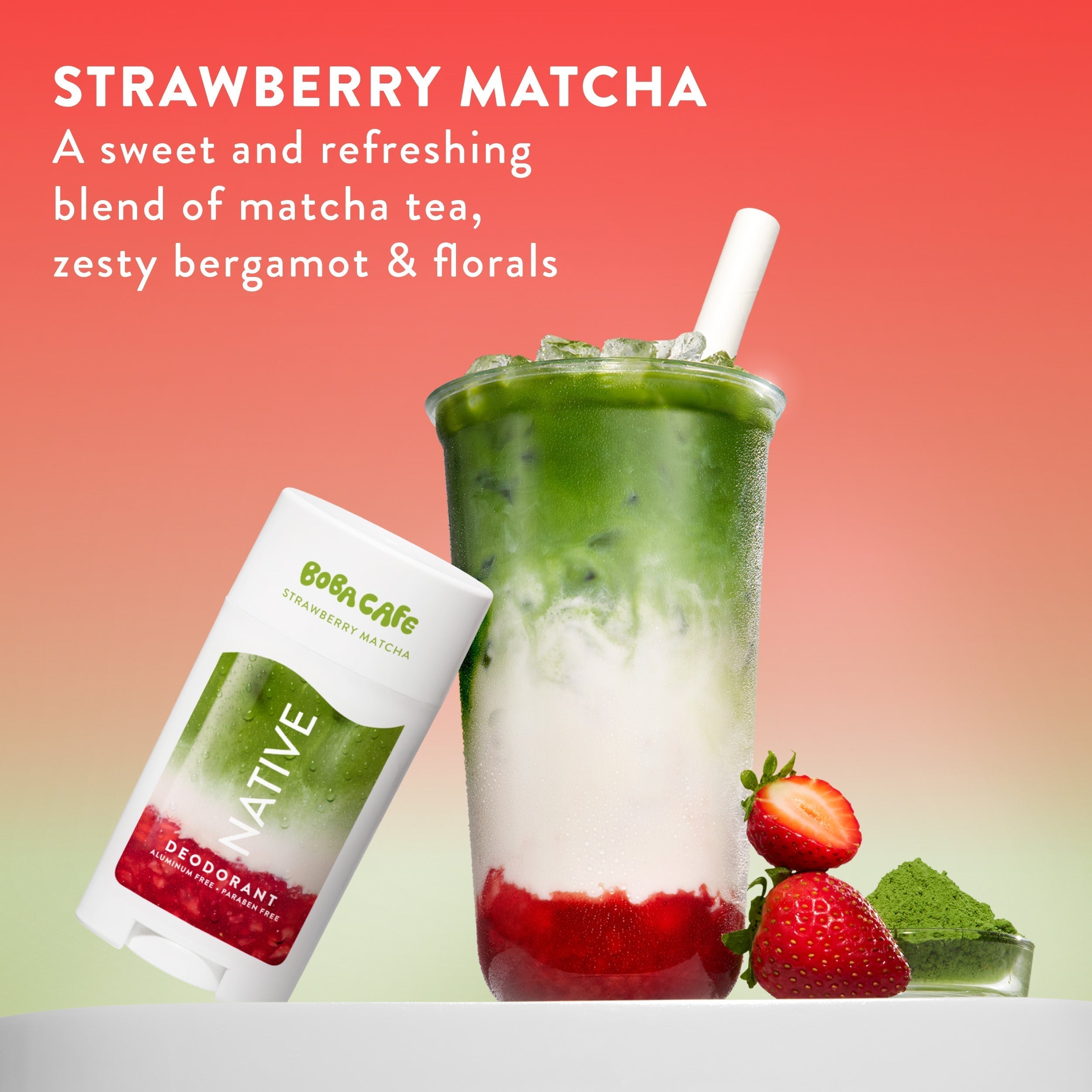 Deodorant Stick - Strawberry Matcha / Limited Edition / 2.65oz - Clean Care Essential