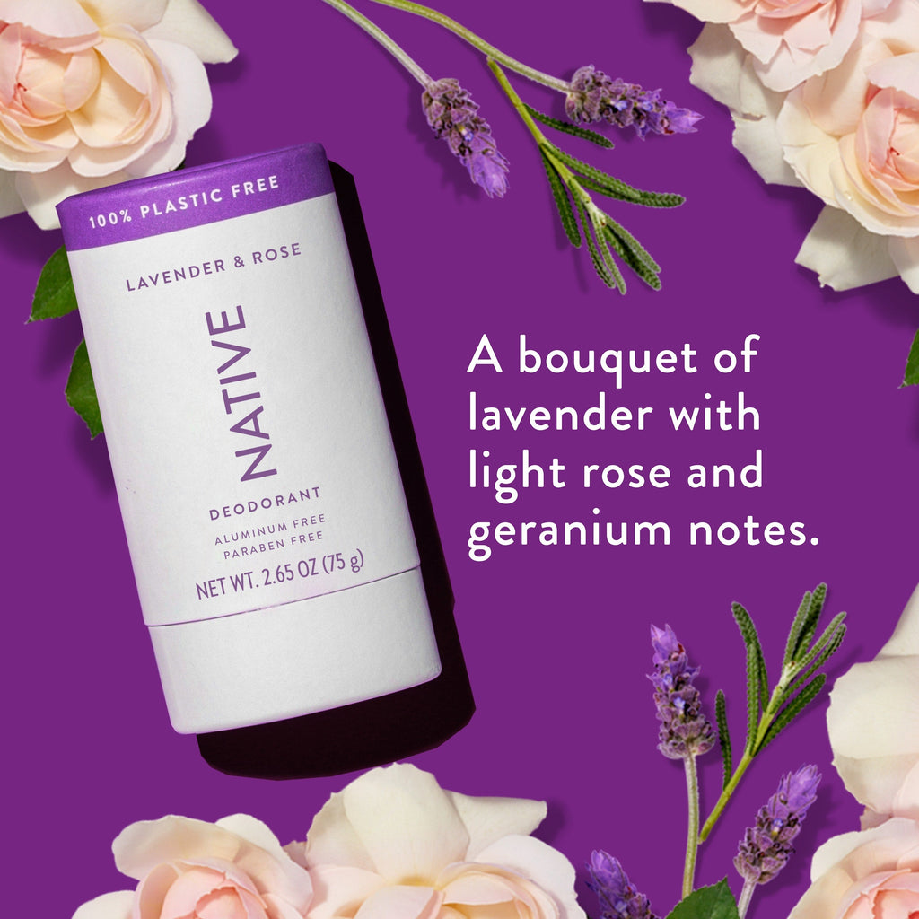 Plastic Free Deodorant Stick - Lavender & Rose / Classic / 2.65oz - Clean Care Essential