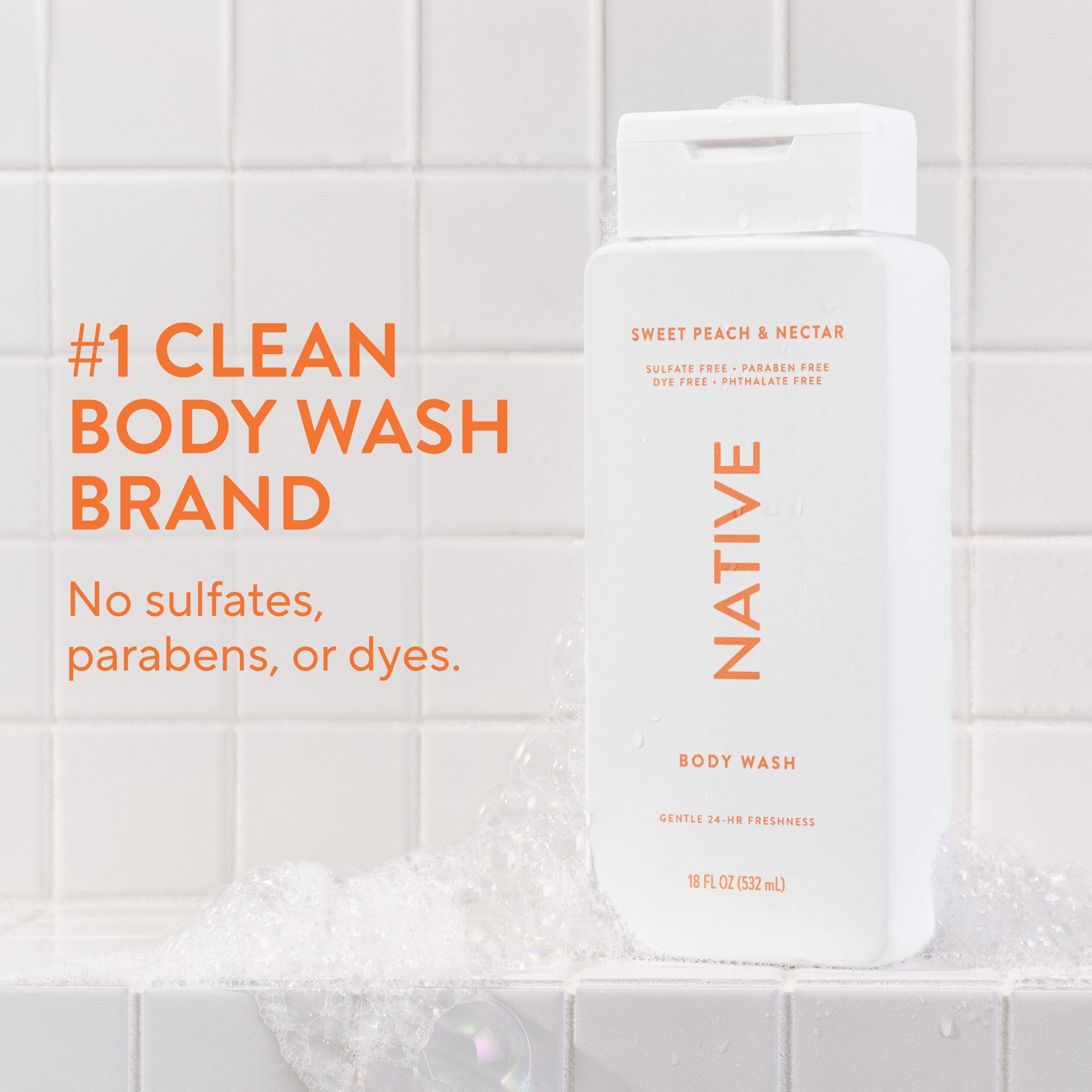 Body Wash - Sweet Peach & Nectar / Classic / 18oz - Clean Care Essential