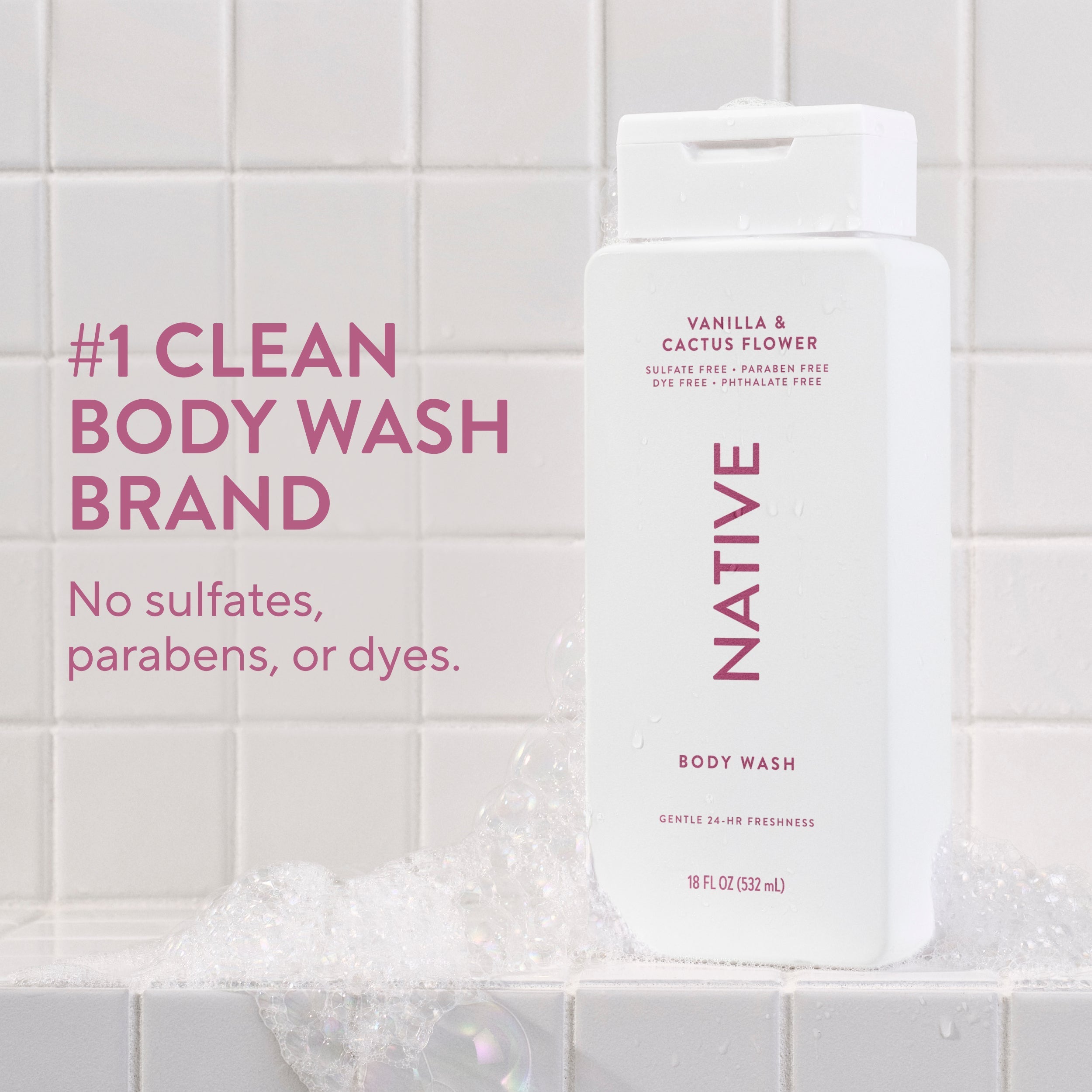 Body Wash - Vanilla & Cactus Flower / Classic / 18oz - Clean Care Essential