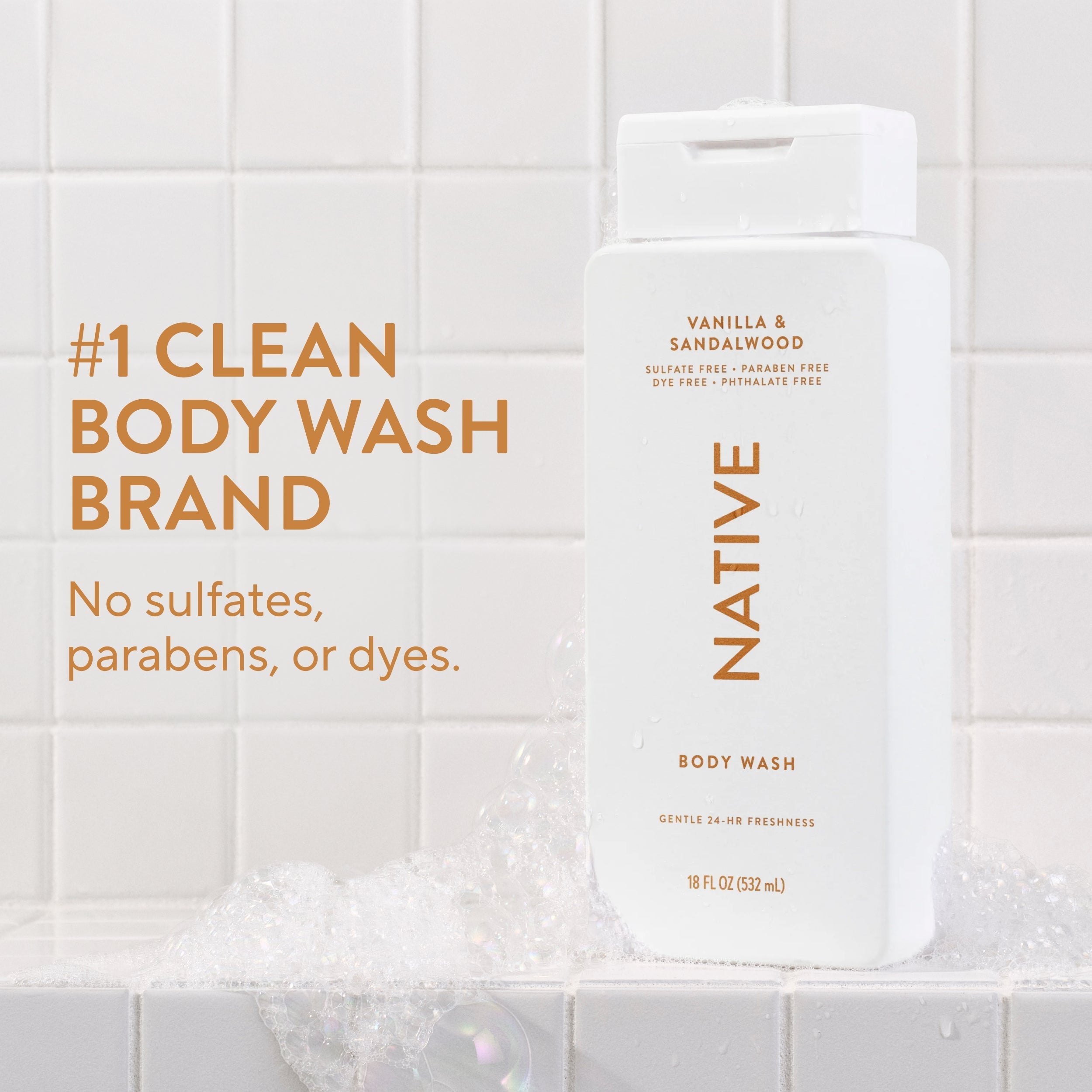 Body Wash - Vanilla & Sandalwood / Classic / 18oz - Clean Care Essential