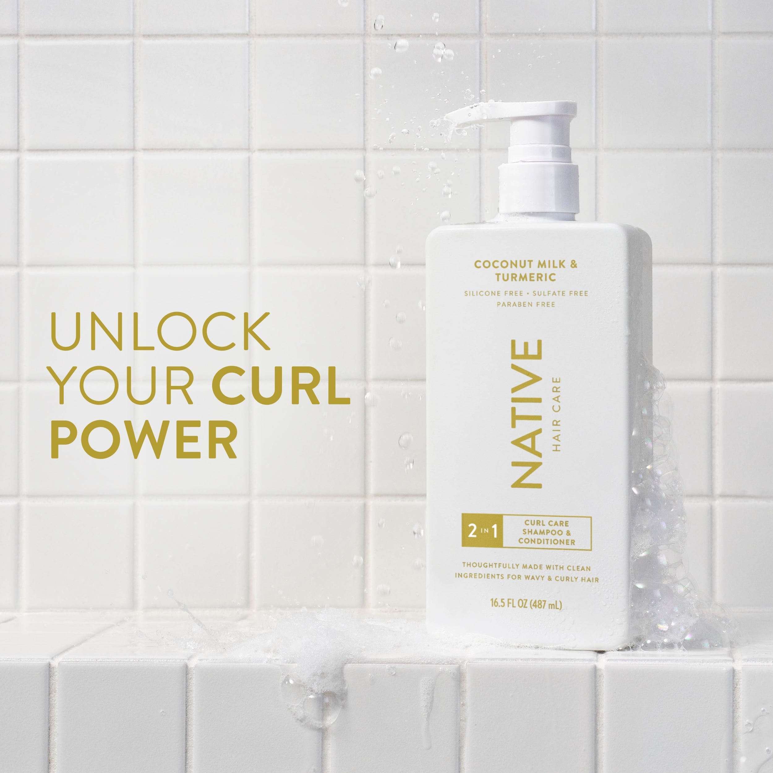 Curl Care 2-in-1 Shampoo & Conditioner - Coconut Milk & Turmeric / Classic / 16.5oz - Clean Care Essential