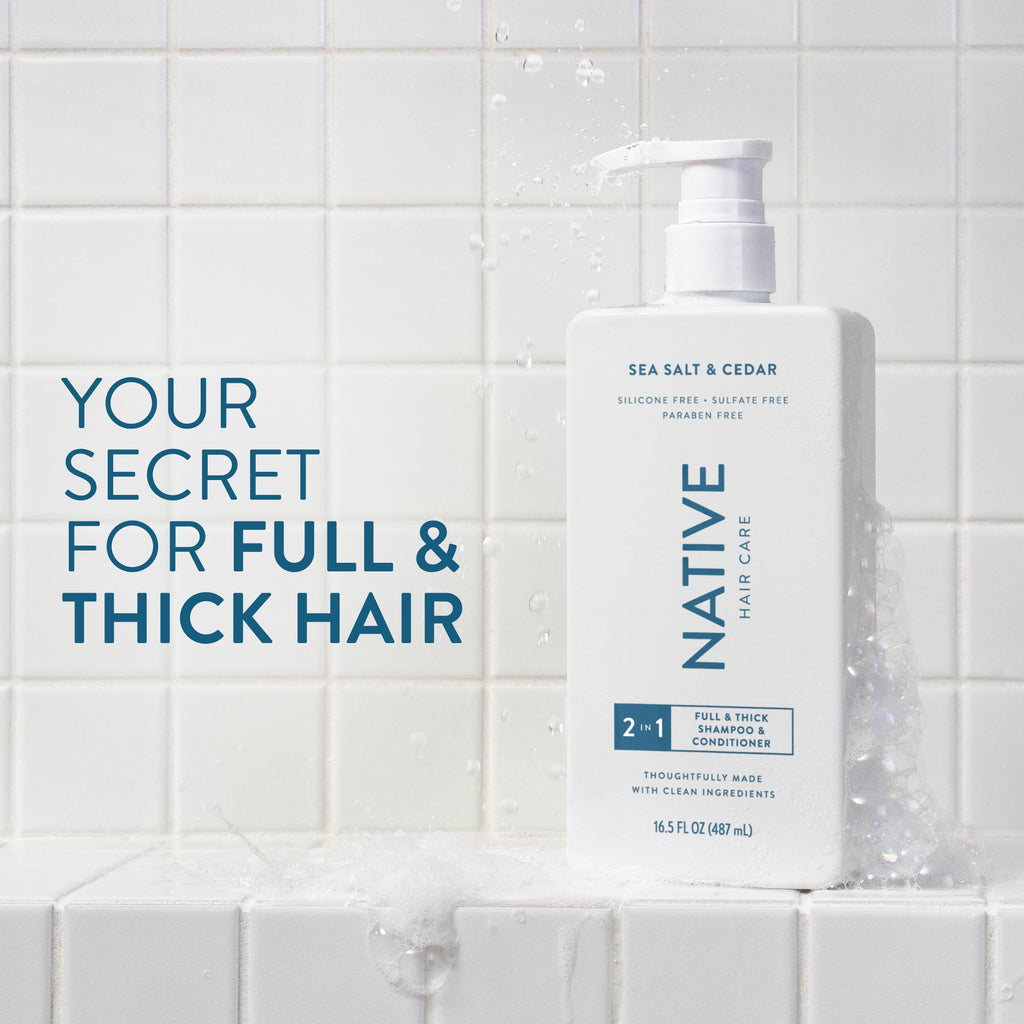 Full & Thick 2-in-1 Shampoo & Conditioner - Sea Salt & Cedar / Classic / 16.5oz - Clean Care Essential