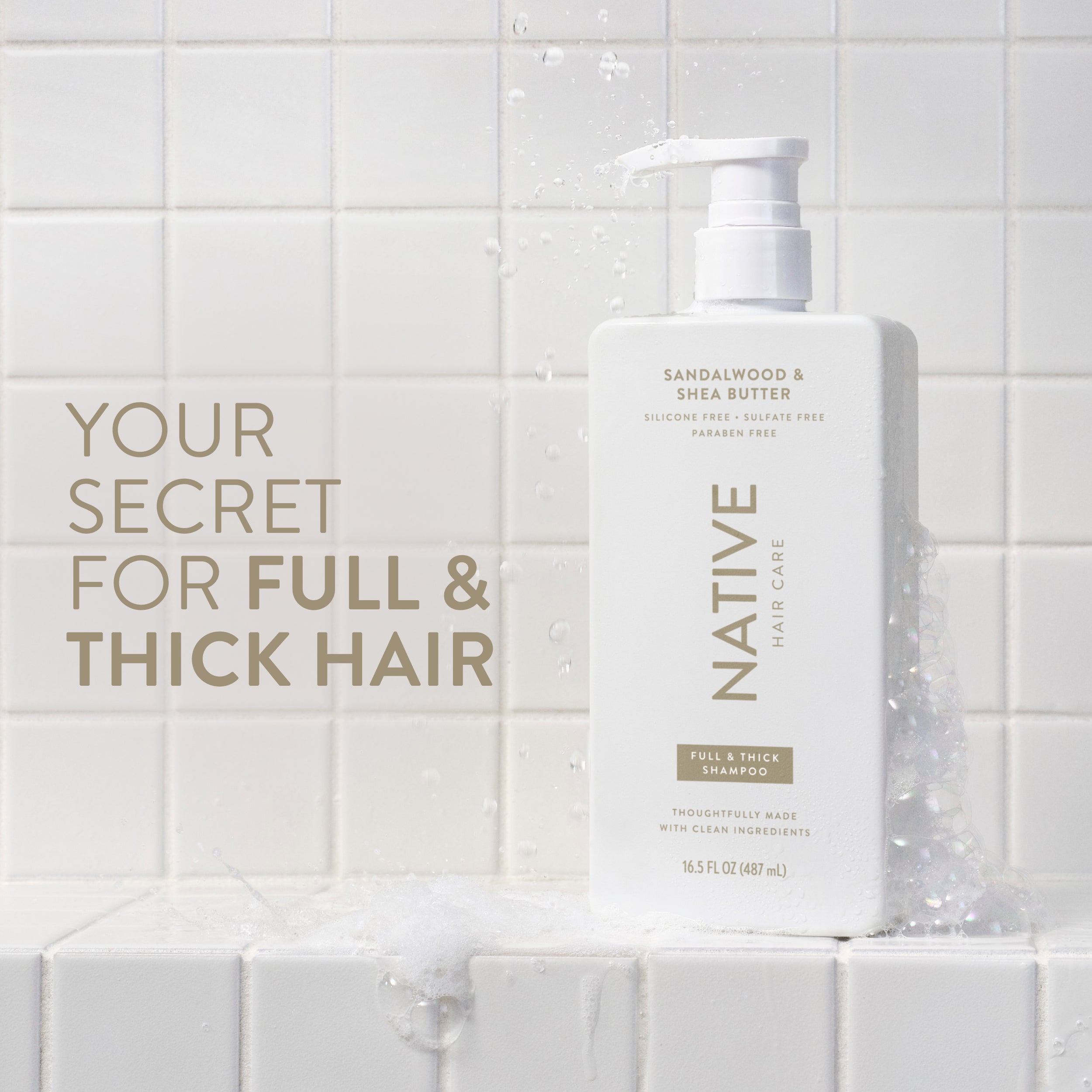 Full & Thick Shampoo - Sandalwood & Shea Butter / Classic / 16.5oz - Clean Care Essential
