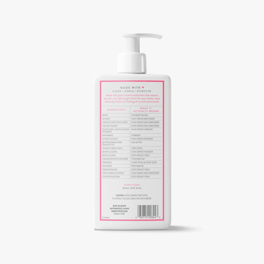 Body Lotion - Cherry Petals & Lychee / Classic / 16.5oz - Clean Care Essential