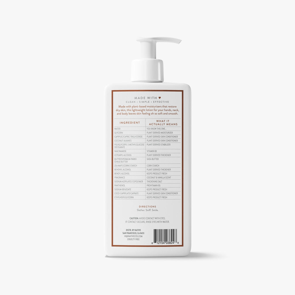Body Lotion - Coconut & Vanilla / Classic / 16.5oz - Clean Care Essential