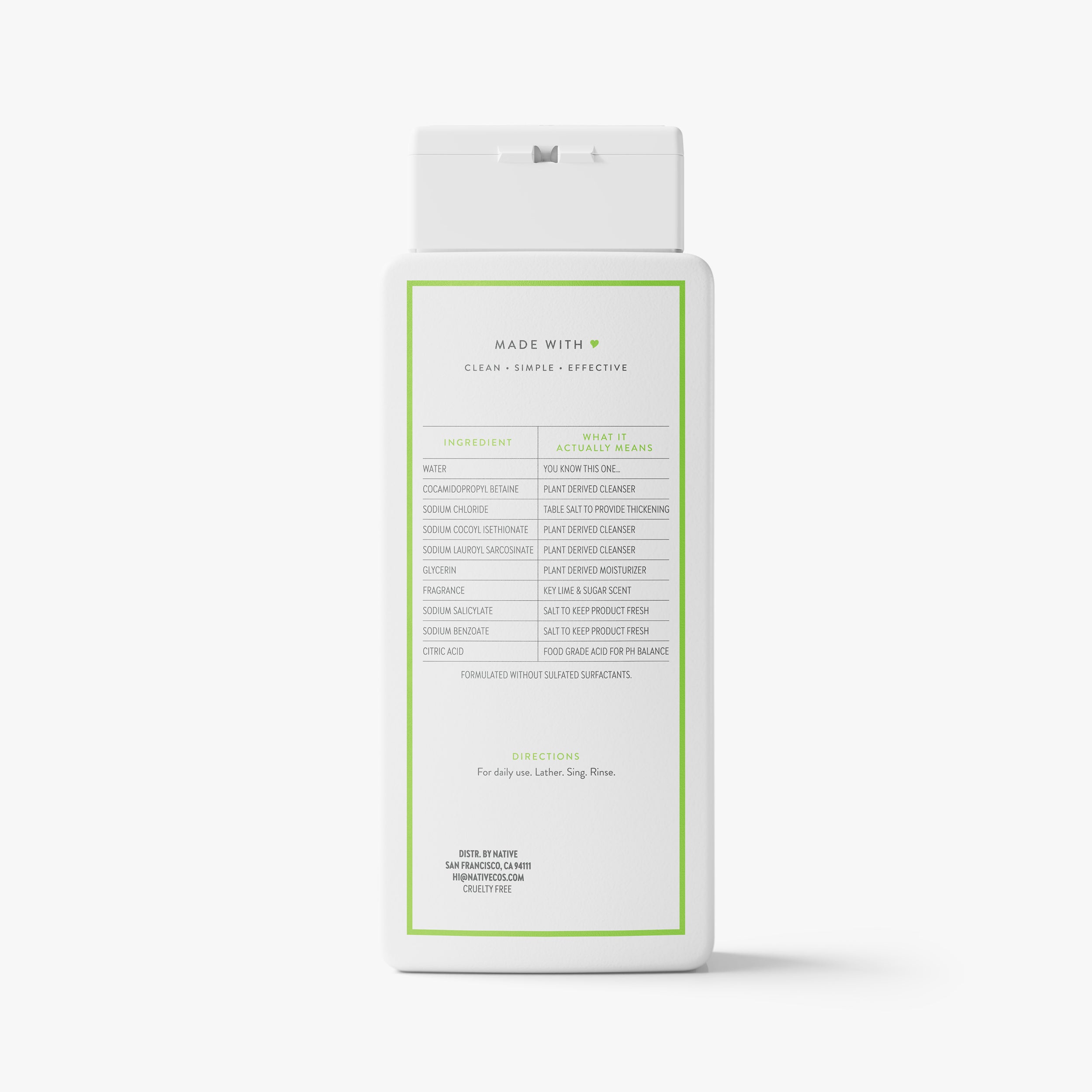 Body Wash - Key Lime & Sugar / Classic / 18oz - Clean Care Essential