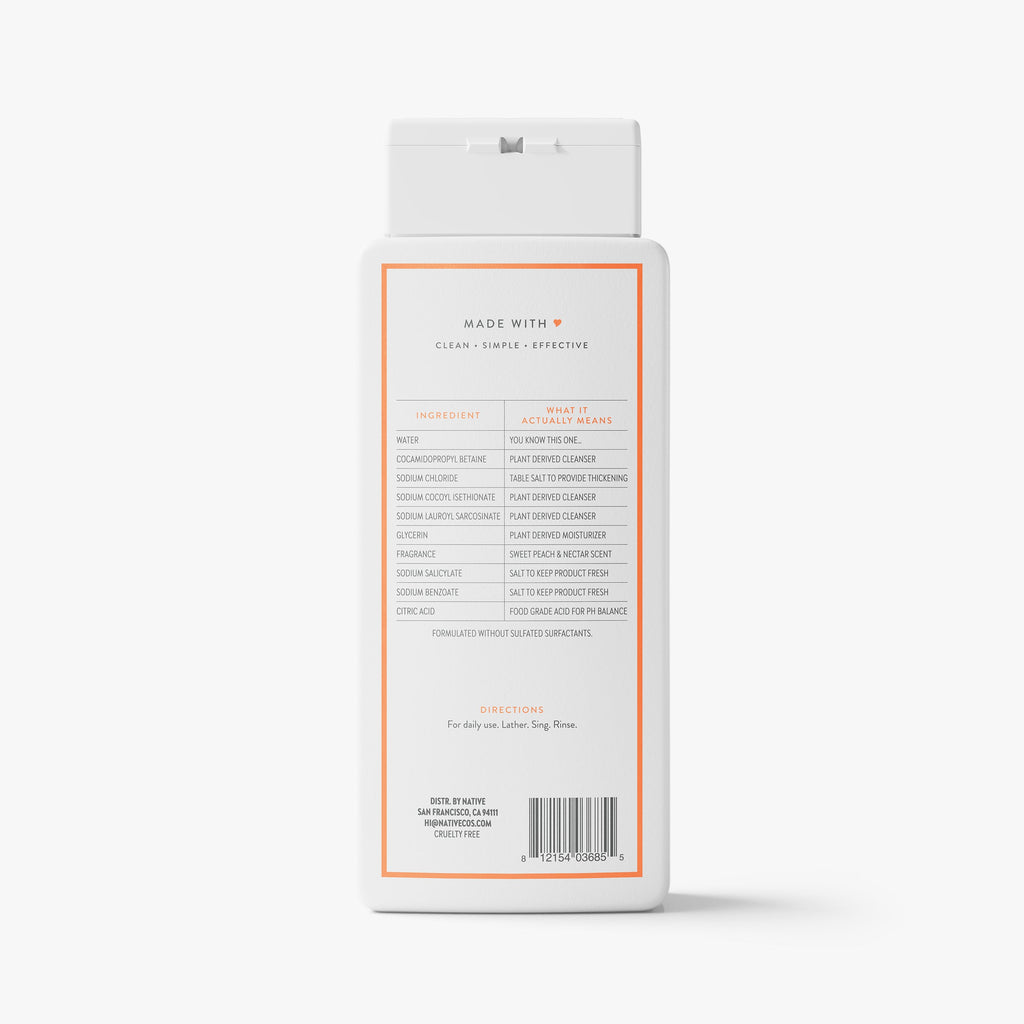 Body Wash - Sweet Peach & Nectar / Classic / 18oz - Clean Care Essential