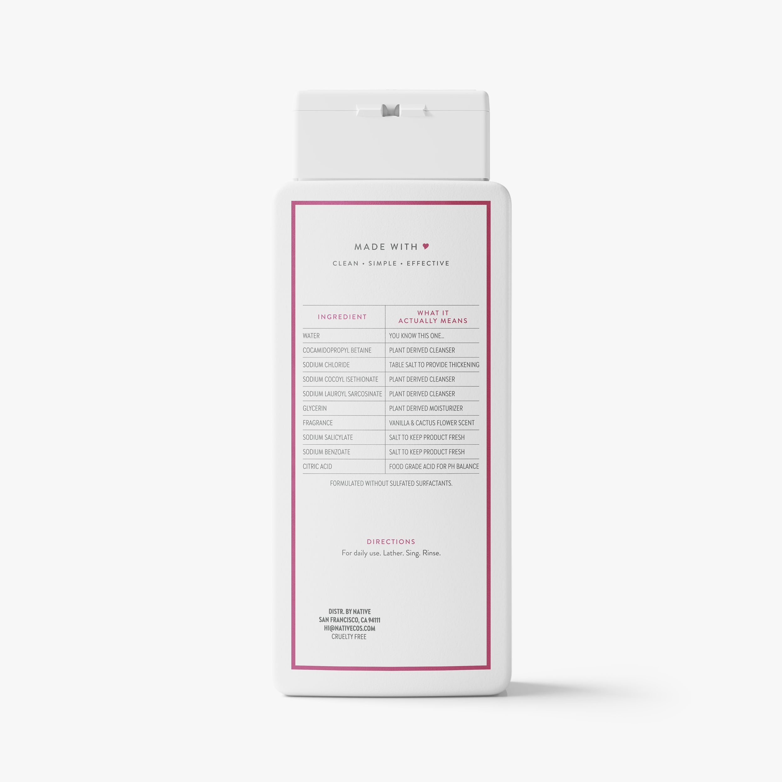 Body Wash - Vanilla & Cactus Flower / Classic / 18oz - Clean Care Essential