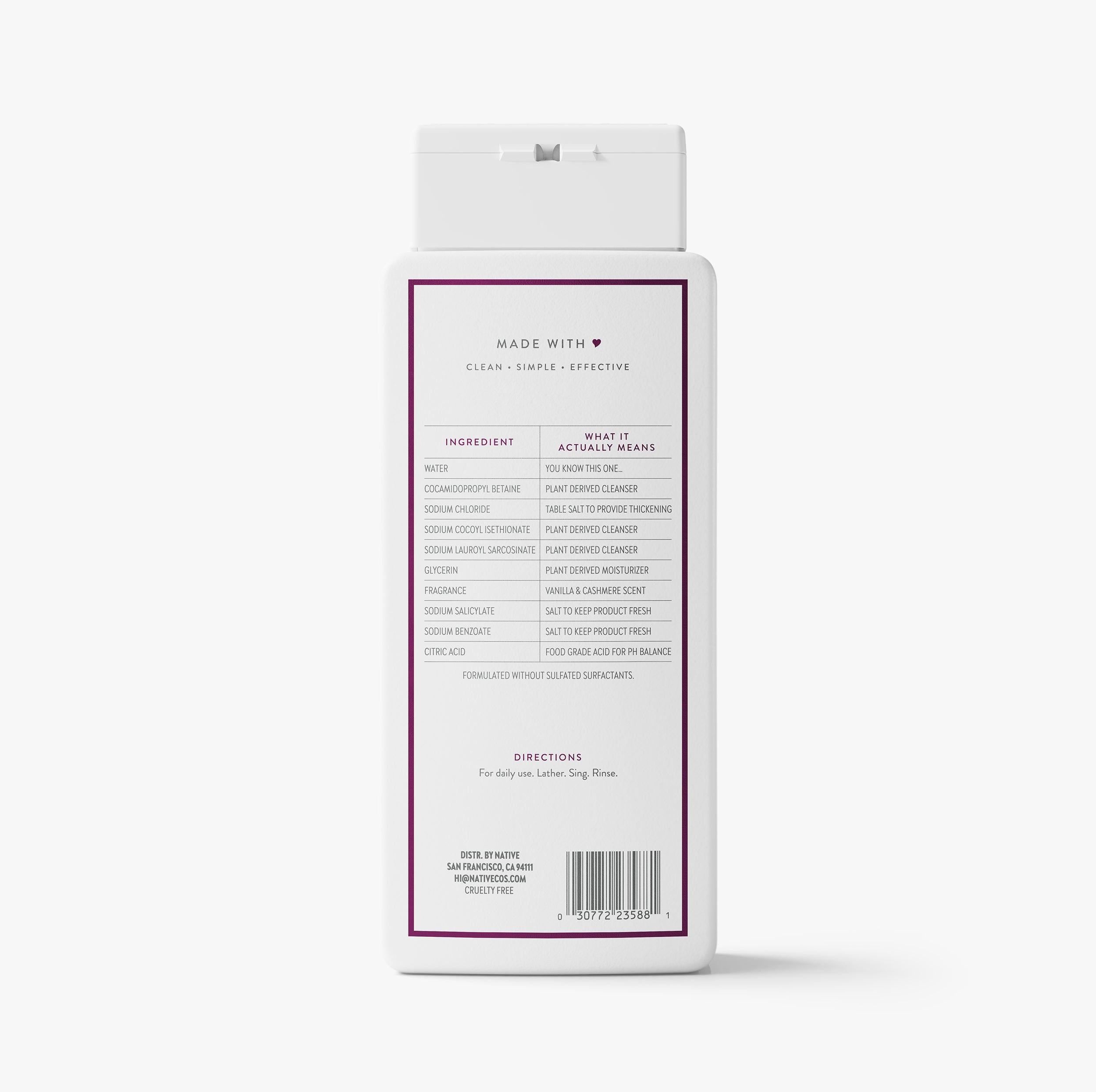 Body Wash - Vanilla & Cashmere / Classic / 18oz - Clean Care Essential