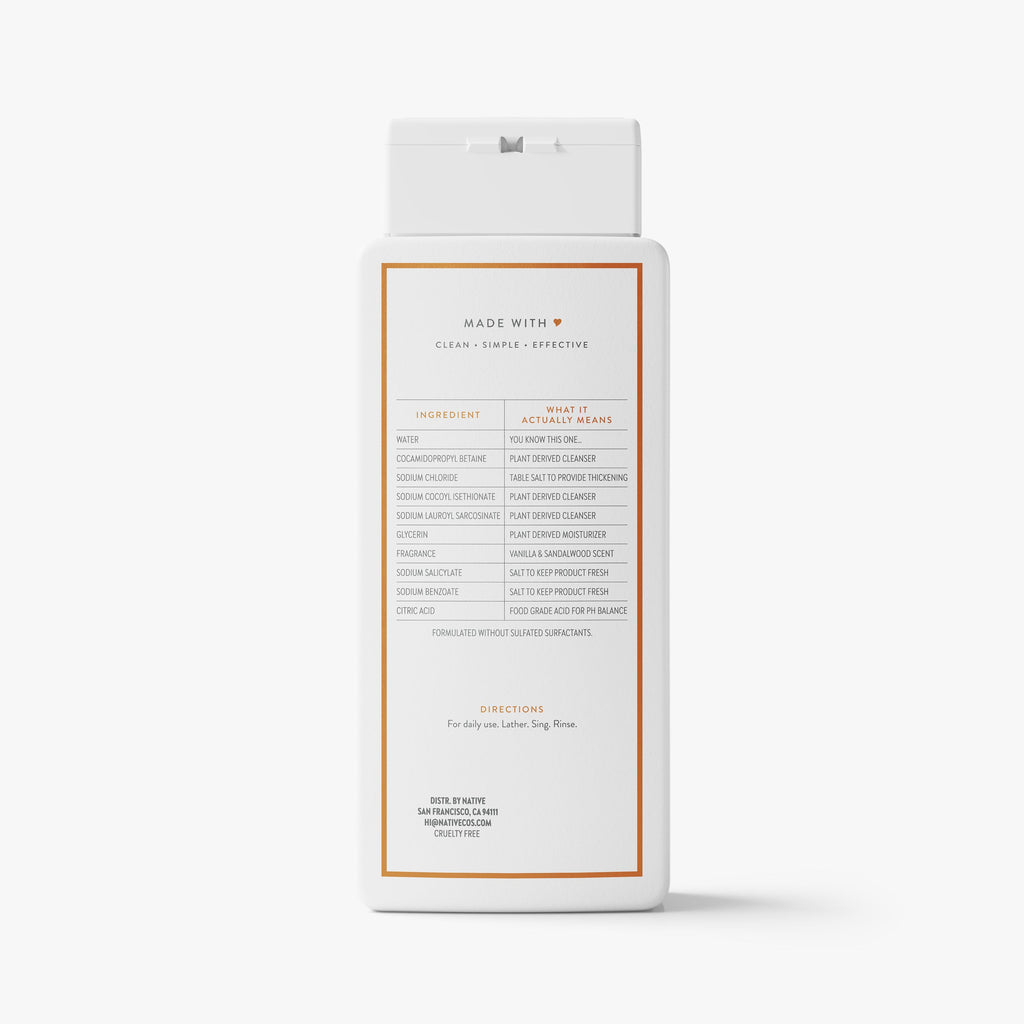 Body Wash - Vanilla & Sandalwood / Classic / 18oz - Clean Care Essential