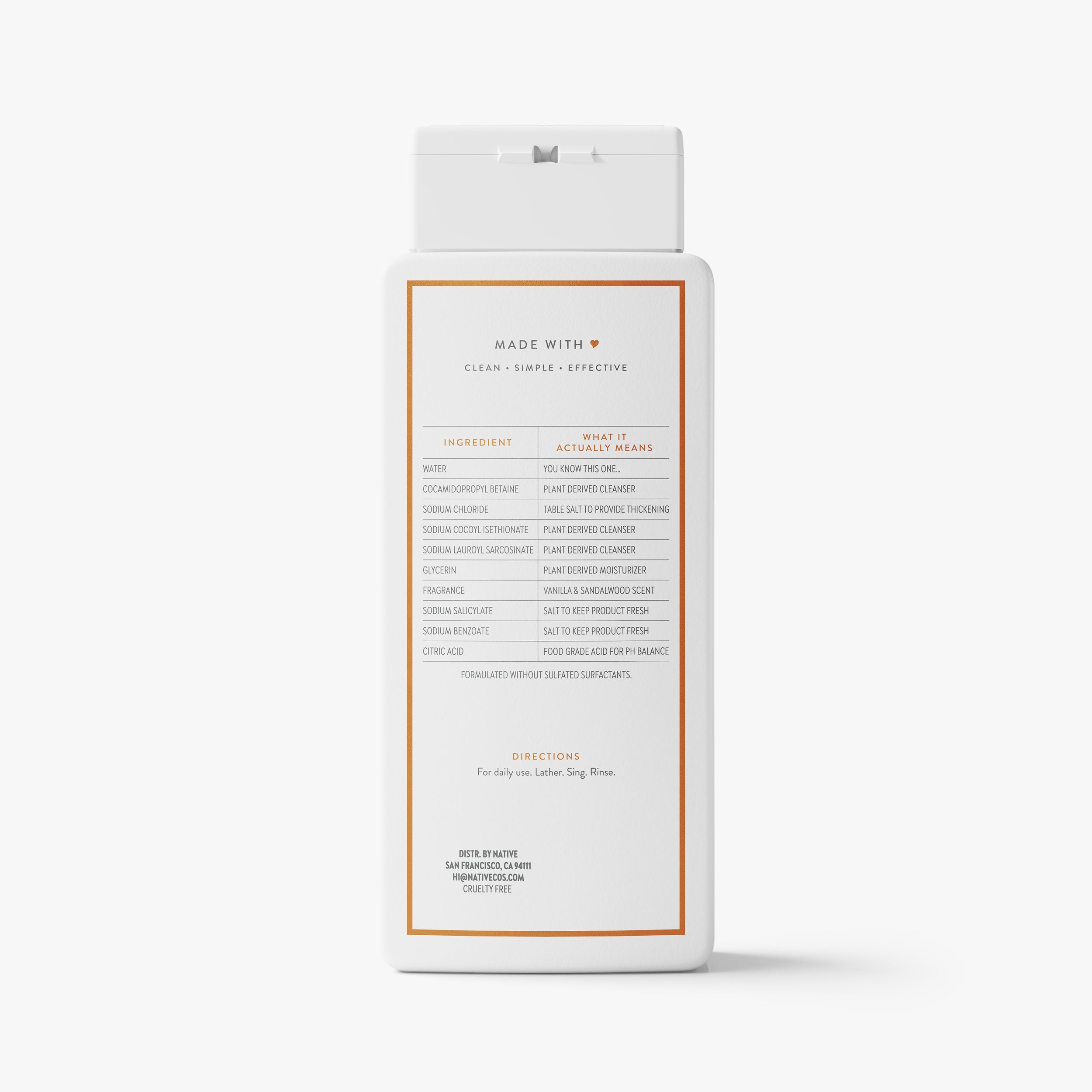 Body Wash - Vanilla & Sandalwood / Classic / 18oz - Clean Care Essential