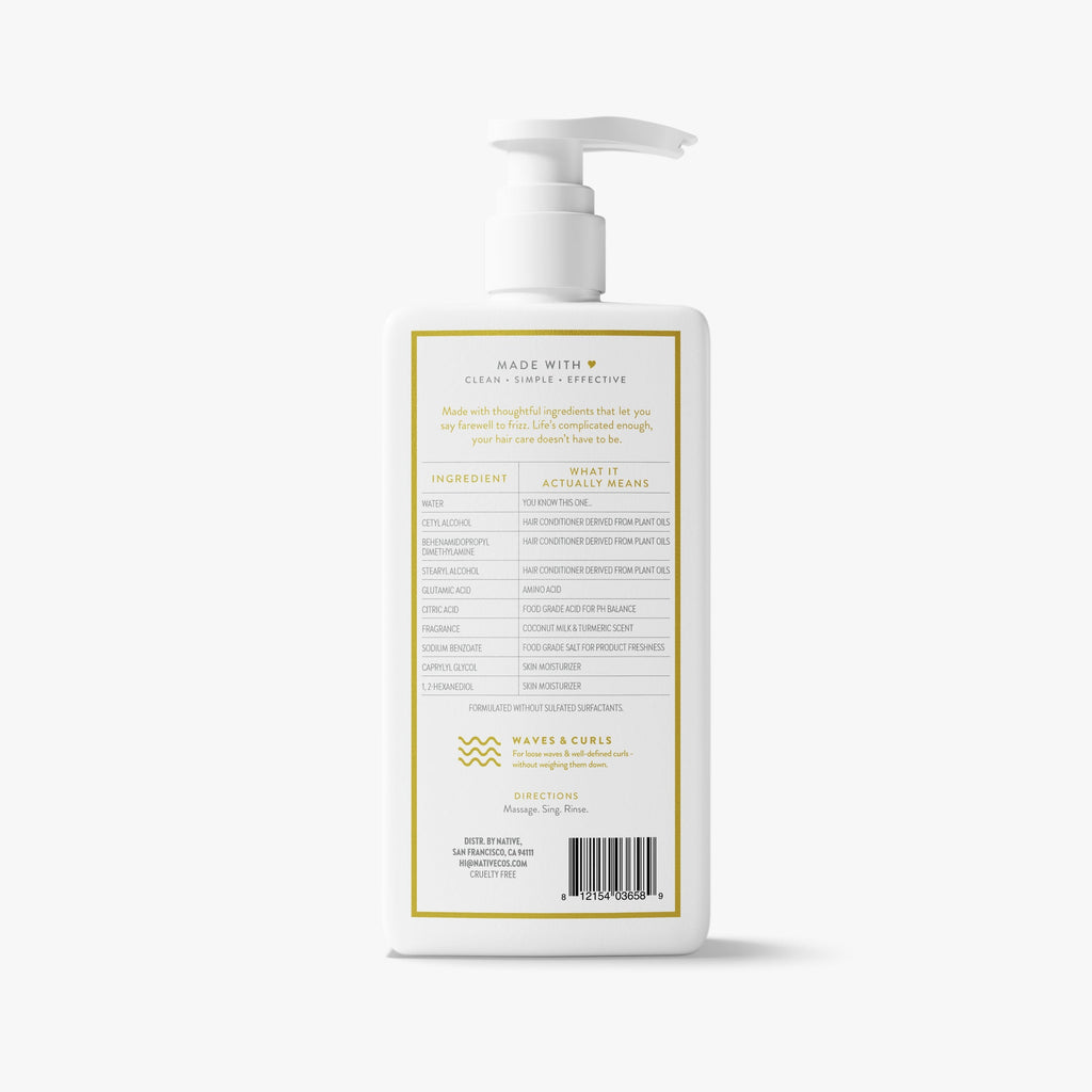 Curl Care Conditioner - Coconut Milk & Turmeric / Classic / 16.5oz - Clean Care Essential