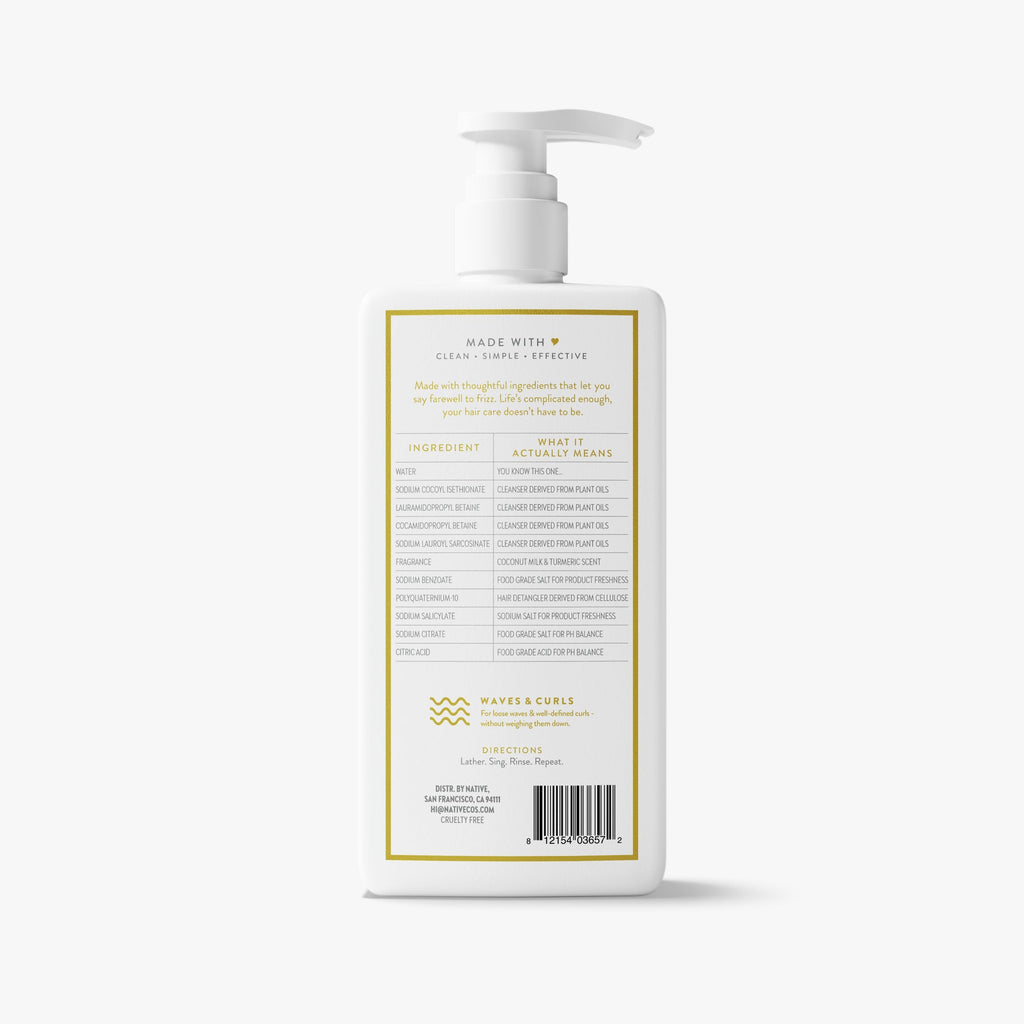 Curl Care Shampoo - Coconut Milk & Turmeric / Classic / 16.5oz - Clean Care Essential