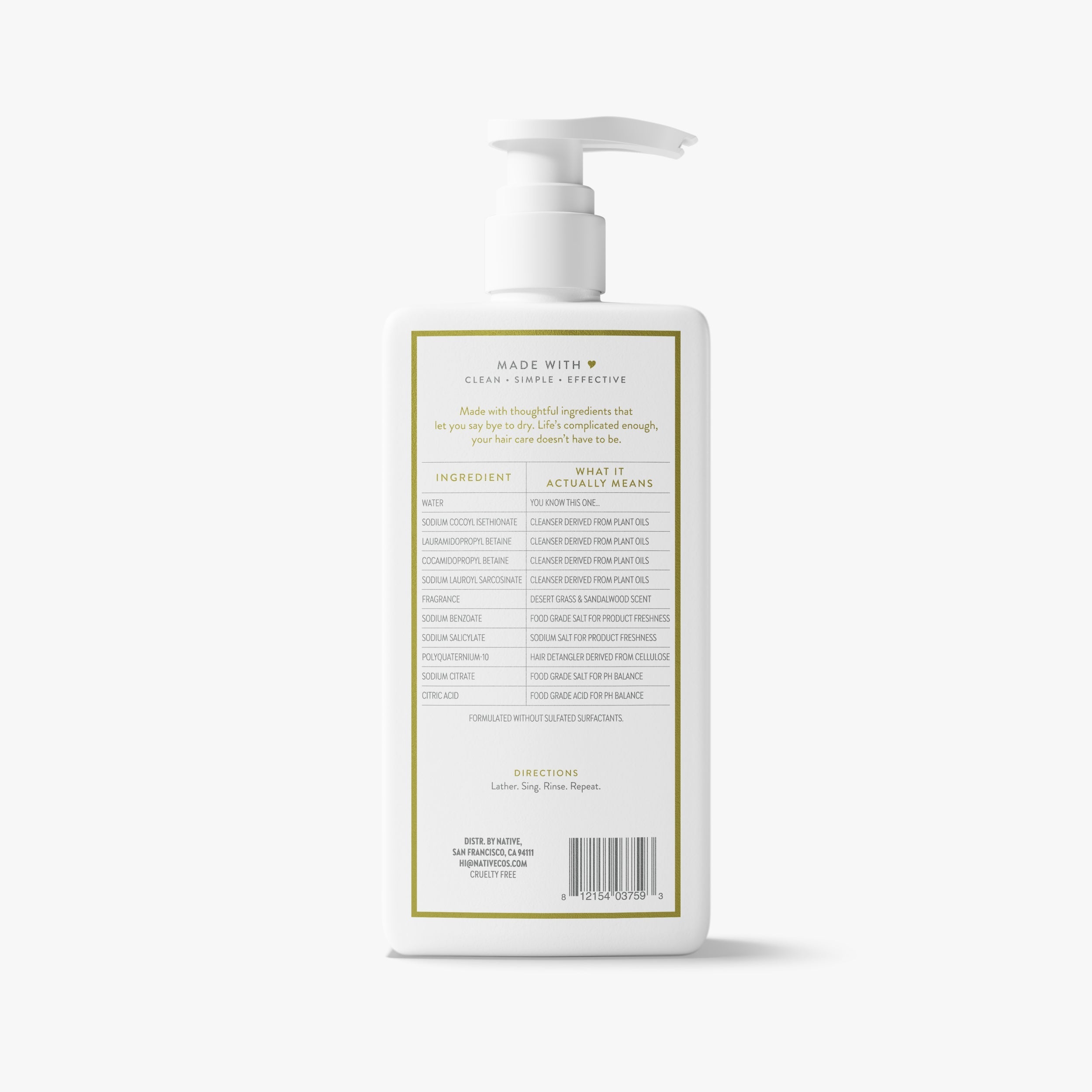 Moisturizing Shampoo - Desert Grass & Sandalwood / Classic / 16.5oz - Clean Care Essential