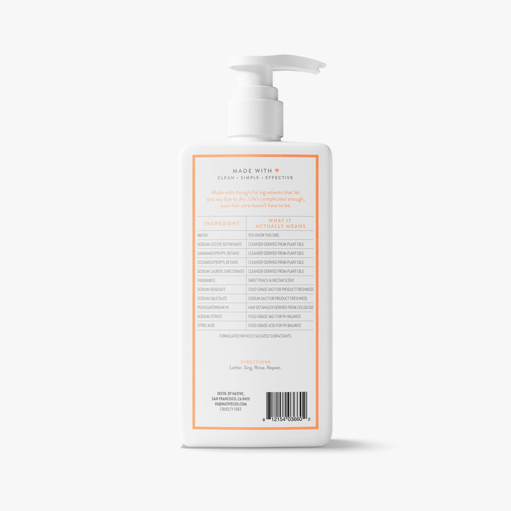 Moisturizing Shampoo - Sweet Peach & Nectar / Classic / 16.5oz - Clean Care Essential