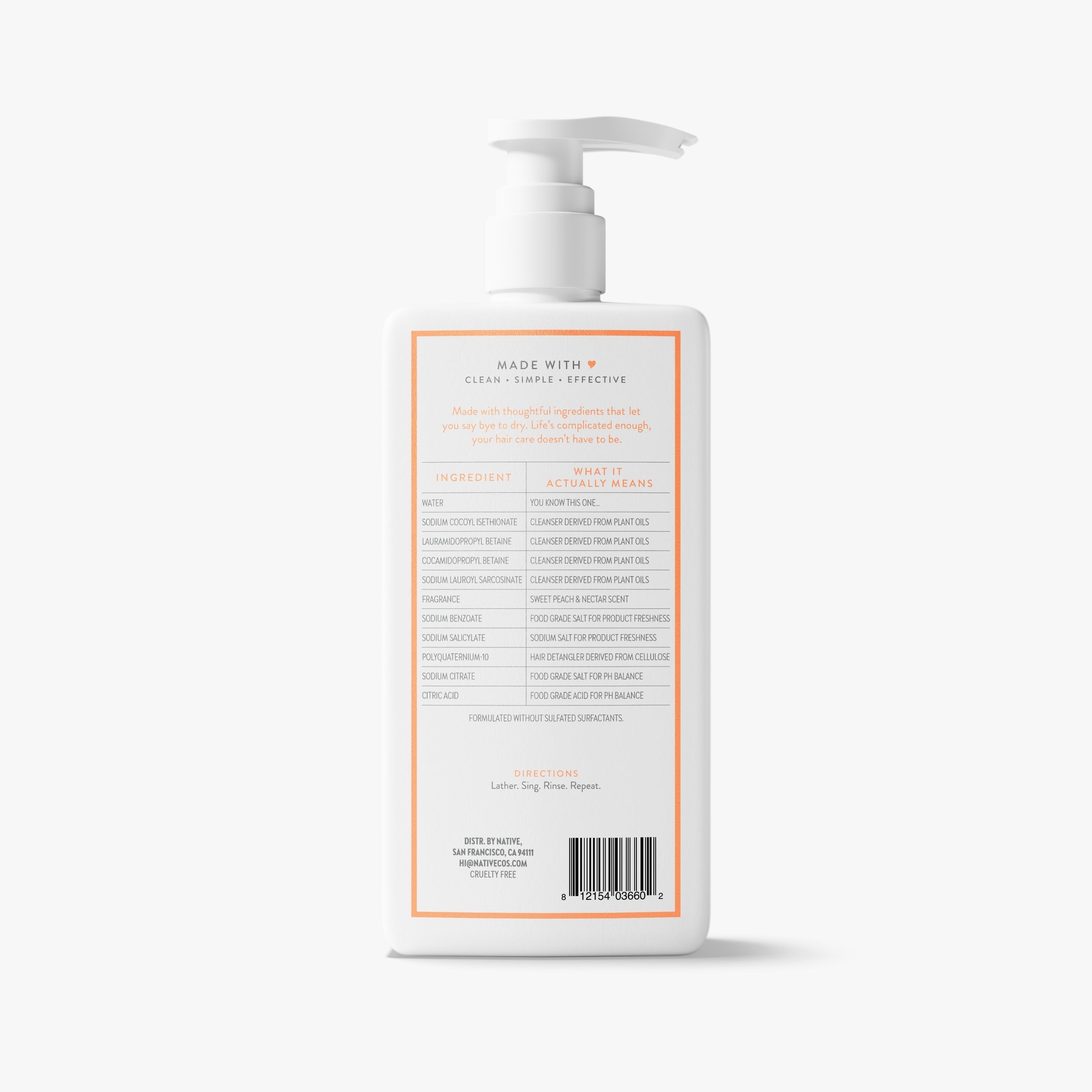 Moisturizing Shampoo - Sweet Peach & Nectar / Classic / 16.5oz - Clean Care Essential