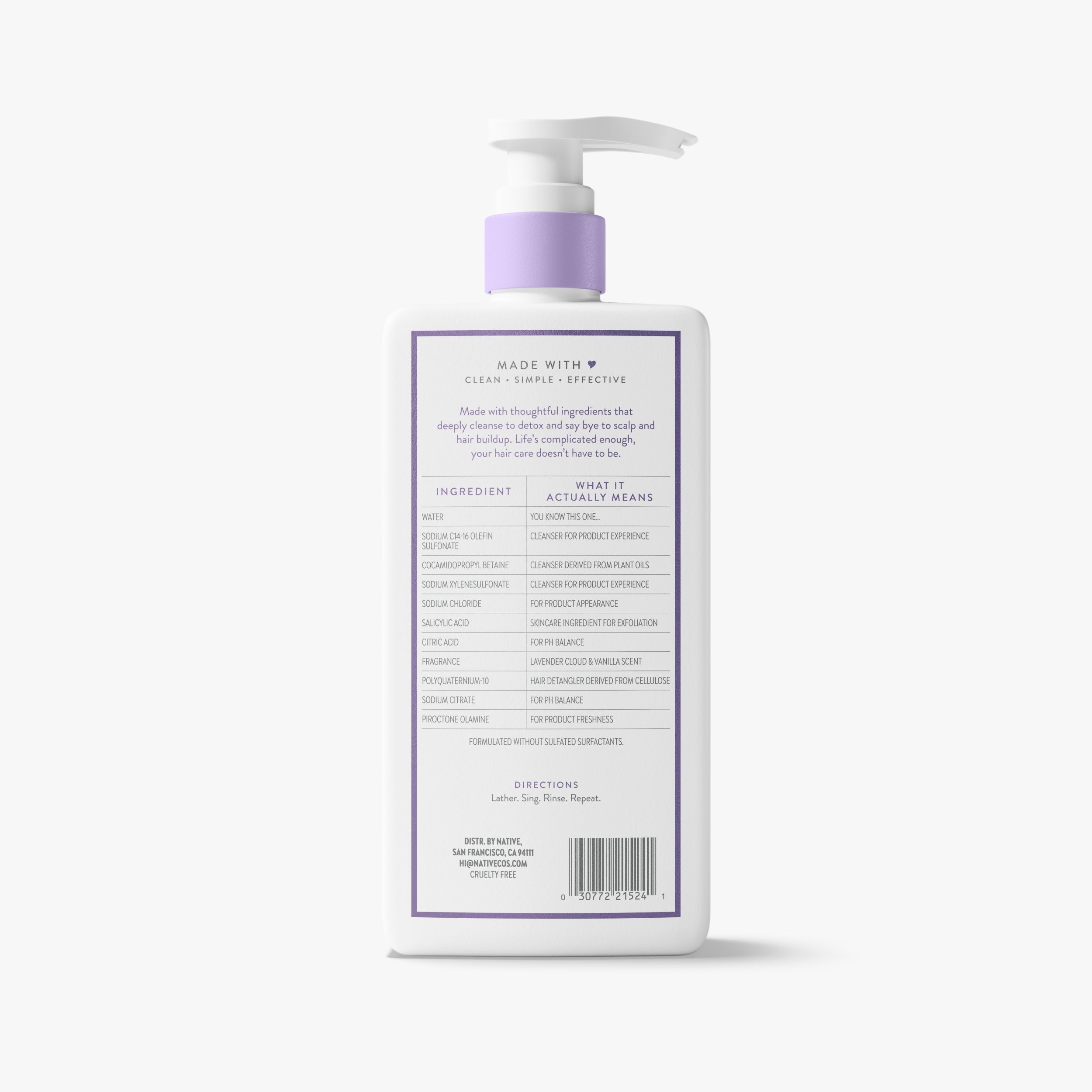 Scalp Detox Shampoo - Lavender Cloud & Vanilla / Classic / 16.5oz - Clean Care Essential