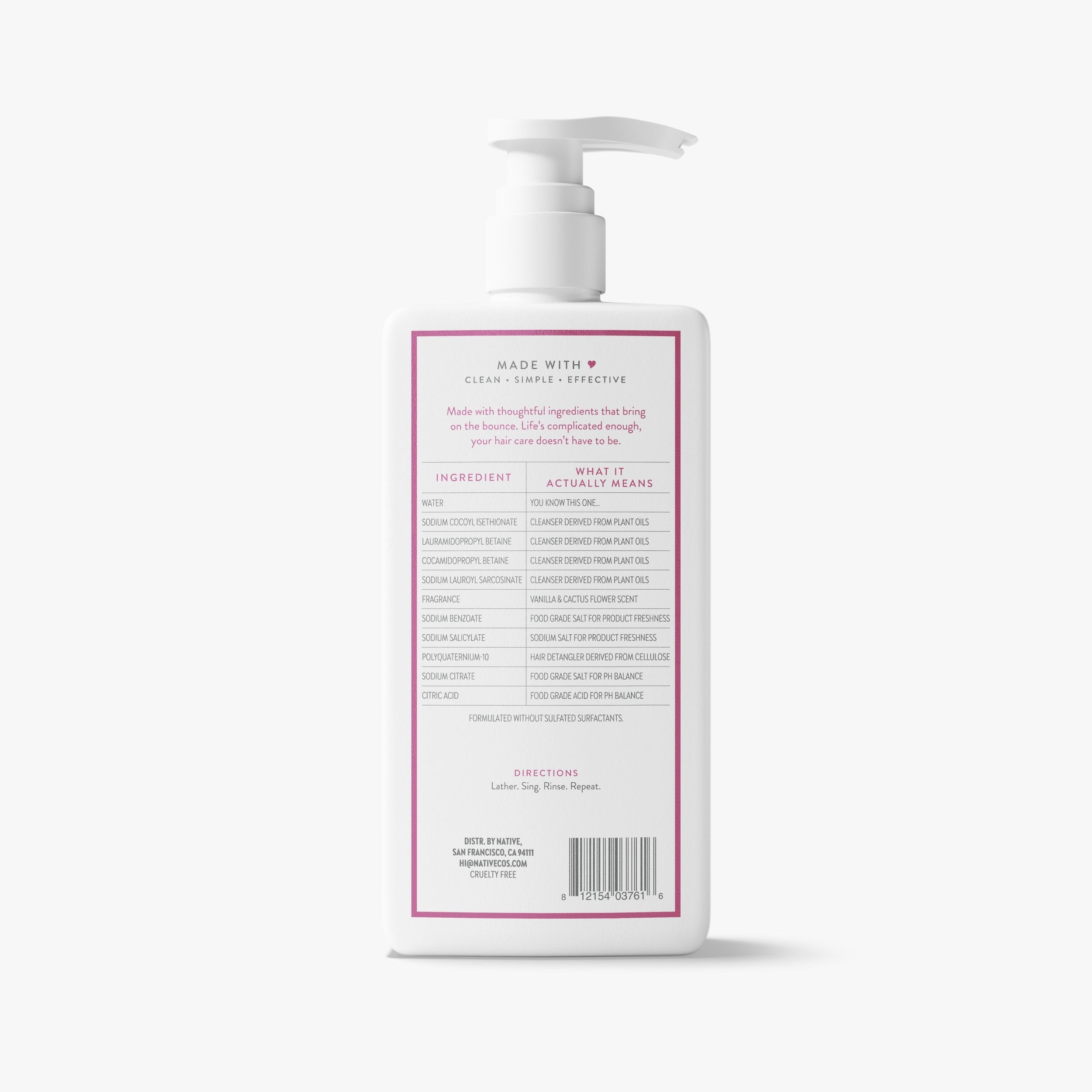 Volumizing Shampoo - Vanilla & Cactus Flower / Classic / 16.5oz - Clean Care Essential